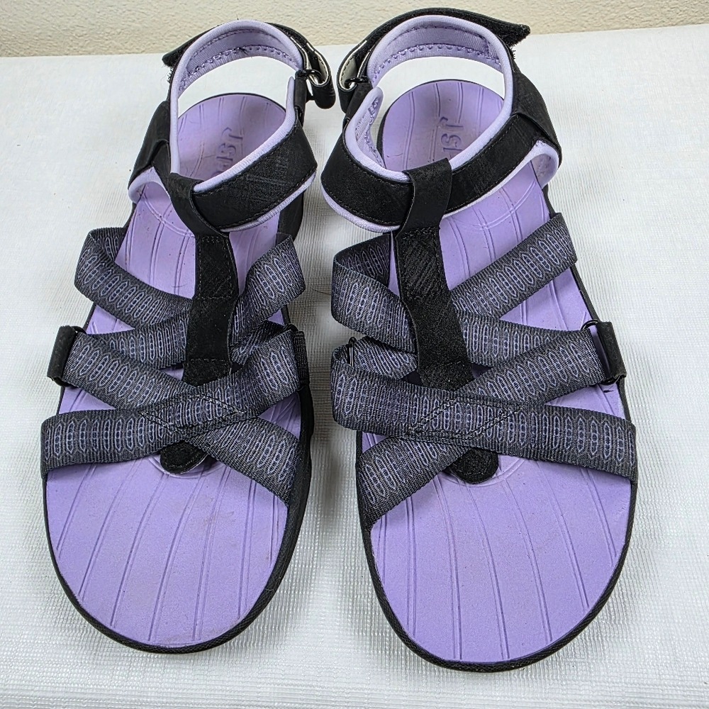 JSport Women's‎ 7 Kaia Adjustable Strap Water Sports Comfort Sandal Black Purple - Picture 2 of 7